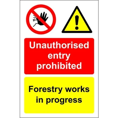 Image of Forestry works in progress Safety sign Self adhesive sticker 300mm x 200mm