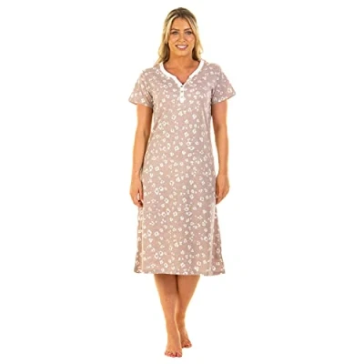 Image of Undercover Ladies &#039;Heather Leopard&#039; Short Sleeve Nightie 05336 Beige Small