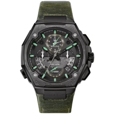 Image of Bulova Men&#039;s Chronograph Quartz Watch with Leather Strap 98B355