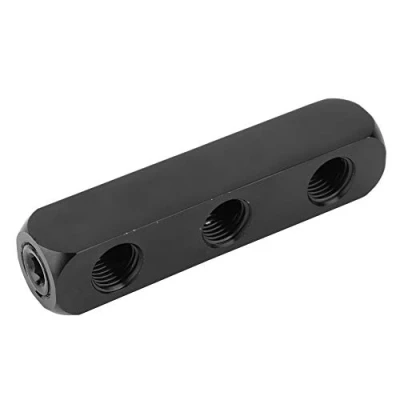 Image of 1/4 Inch BSPP Thread Air Hose Manifold Block, 3 Way/4 Way Quick Connect Stainless Steel Pneumatic Inline Block Splitter(3 Way)