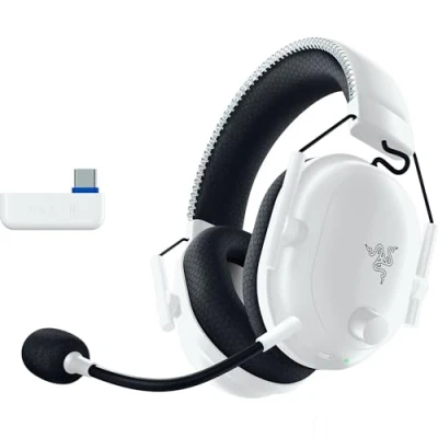 Image of Razer BlackShark V2 Pro (Playstation) Wireless Console E Sports Headset for PS5 (TriForce 50mm Driver, HyperSpeed Wireless, FPS Audio Profiles, detachable HyperClear Microphone) White