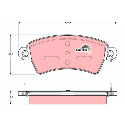 Image of E172103, E172549 Brake pad set TRW COTEC GDB1385 not prepared for wear indicator PEUGEOT: 306 Hatchback, 206 Convertible