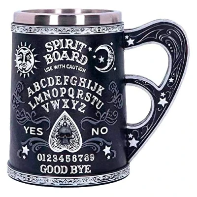 Image of Nemesis Now Resin Spirit Board Tankard Mug, 600ml, Black and White