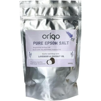 Image of Origo Pure Epsom Salt with Lavender Oil and Coconut 1KG Best for Good Sleep Stress Relief Beauty Relaxing Bathing Body Care