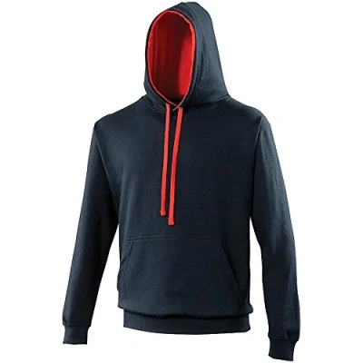 Image of AWDis Men&#039;s Varsity Hoodie, Multicoloured (New French Navy/Fire Red), Large