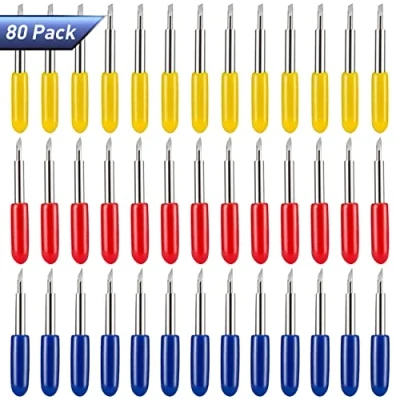 Image of 80PCS Replacement Cutting Blades Compatible for Cricut Explore Air 2/Air 3/Maker/Maker 3/Expression, 40PCS Standard Blades, 20PCS Fine Point and Deep with