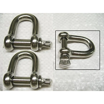 Image of Stainless Steel D Shackles with Screw Collar Pin 5MM x2 (SS Dee Rigging 316 Marine)