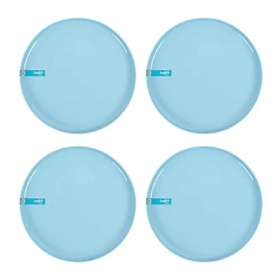Image of YöL Set of 4 Two Tone Plastic Dinner Plates Reusable Camping Summer Party BBQ Caravan