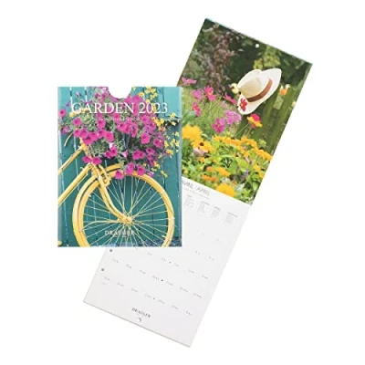 Image of DRAEGER PARIS Small Wall Calendar Gardens 2023 to Hang 14 x 18 cm 16 Months Sept 22 Dec 23 7 Languages Office, Kitchen, Home Monthly FSC® Certified Paper