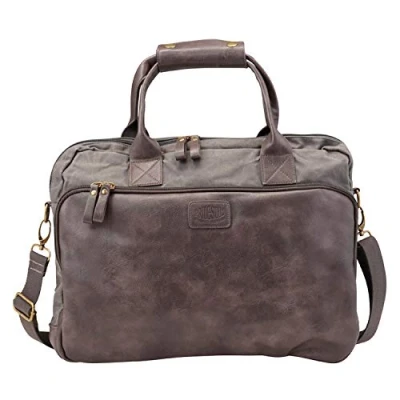 Image of Pride &amp; Soul MYSTIFY S 47312 Laptop Bag for 15 Inch Notebooks, Canvas Shoulder with Compartment and Zip Main in Grey/Brown, Approx. 28 x 37 6 cm