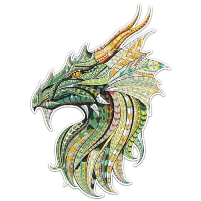 Image of Pack of 4 Patterned Dragon Vinyl Decal Sticker Car Wall Laptop Scrapbook Campervan Caravan Bumper Window