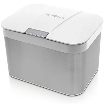 Image of YourCasa® Organic Kitchen Waste Bin, Stainless Steel, 4.3 L, Compost Kitchen, Small for Waste, Odour Proof, Dishwasher Safe Inner Insert, Container, Bin with