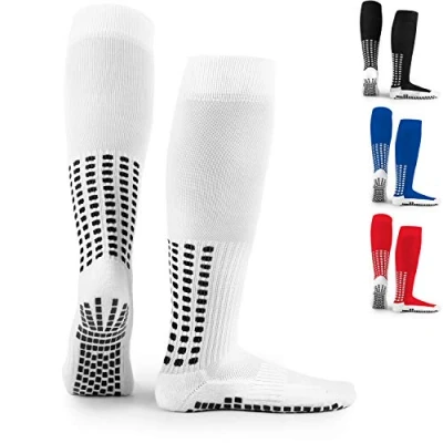 Image of LUX Anti Slip Knee Football Socks,Non Football/Basketball/Hockey Sports Grip Socks White