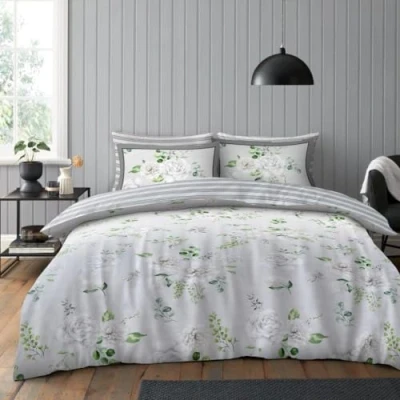 Image of GC GAVENO CAVAILIA Floral Duvet Cover Set, King Size Plants Bedding Set Cotton Blend Reversible Stripes Botanical Quilt With Matching Pillowcases, Multi