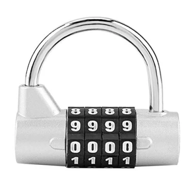Image of Sonew Password Lock, 4 Dial Digit Code Combination Padlock, Gym Locker, Security Lock for Gym, School, Employee Locker Travel Suitcase(Silver)