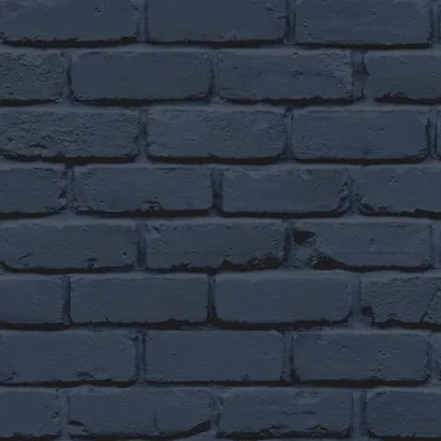 Image of Fine Decor FD43602 Painted Brick Wallpaper, Navy