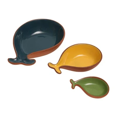 Image of Dexam Sintra Set of 3 Glazed Terracotta Fish Tapas Dishes