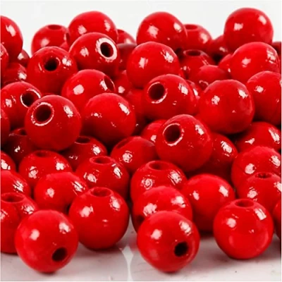 Image of Creativ 100263 Wooden Beads, D: 8 mm, Hole Size 2 red, 15g, Approx. 100 pc