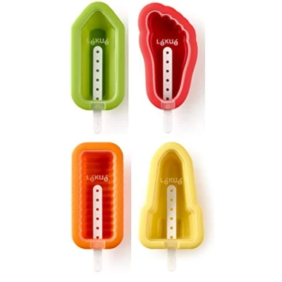 Image of Lékué Ice Cream Mould Iconic 4 Pieces, Silicone, Multi Colour, 11.5 x 5.6 2.3 cm, 3400231S01U150