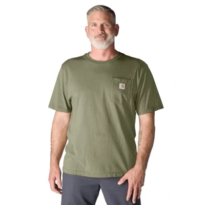 Image of Carhartt Men&#039;s Loose Fit Heavyweight Short Sleeve Pocket T Shirt, Dusty Olive, XXXXL