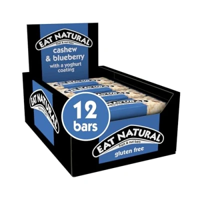 Image of Eat Natural Cashew &amp; Blueberry with a Yoghurt Coating Fruit Nut Bars 12 x 40g