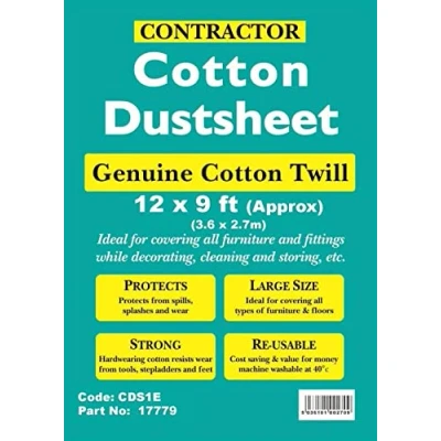 Image of Tristar 12ft x 9ft Cotton Twill Protective Dust Sheet