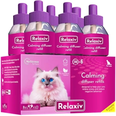 Image of Beloved Pets Cat Calming Diffuser Refill &amp; Pet Anti Anxiety Products Feline Calm Pheromones Cats Stress Relief Comfort Help with Pee, New Zone (6 reffils (Diffuser is not included))