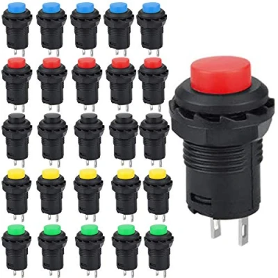 Image of RUNCCI YUN 25pcs 12mm Momentary Push Button Switch, SPST ON/OFF,momentary power switch,round rocker switch,for Car Trumpet, PC, Table Lamp, Home Doorbell