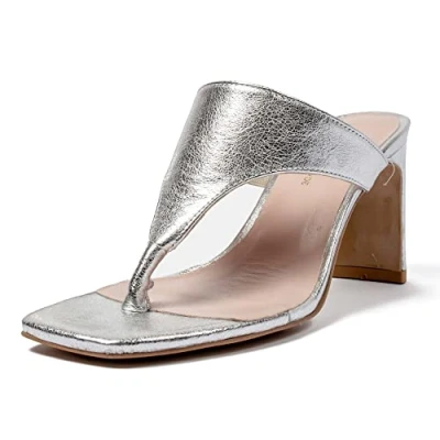 Image of L37 HANDMADE SHOES Women&#039;s Sayonara Heeled Sandal, Silver, 10 UK