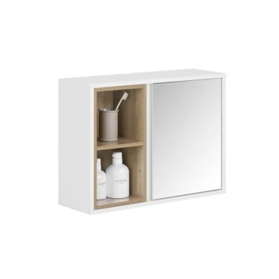Image of SoBuy Bathroom Wall Mirror Cabinet Mounted Mirrored Storage White W60 x D20 H45cm BZR149 W