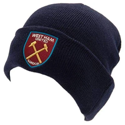 Image of West Ham United FC Football Cuff Knitted Wooly Hat Navy