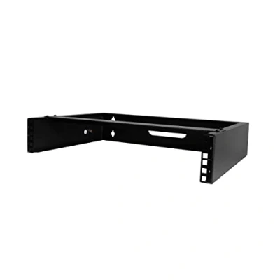 Image of StarTech.com 2U Wall Mount Network Rack 14 in Deep (Low Profile) 19&quot; Patch Panel Bracket for Shallow Server, IT Equipment, Switches 77lbs/35kg Weight Capacity, Black (RACK BRACKET)