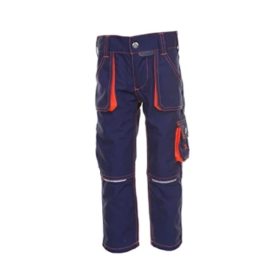 Image of Planam 6111170 Size 170/176 &quot;Junior&quot; Trousers Marine Blue/Orange