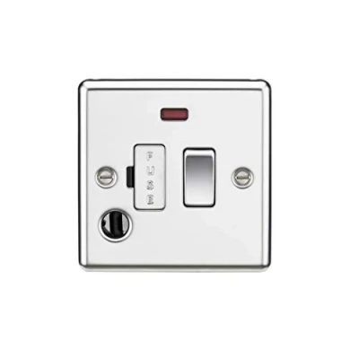 Image of KnightsBridge 13A Switched Fused Spur Unit with Neon &amp; Flex Outlet Rounded Edge Polished Chrome