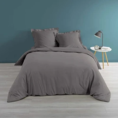 Image of Douceur d&#039;Intérieur, Duvet Cover (240 x 220 cm) Percaline Anthracite, Cotton Percale
