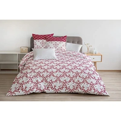 Image of Home Linge Passion 3 Piece Duvet Cover 100% Cotton 57 Thread Count/cm² Double 220 x 240 cm Bordeaux White