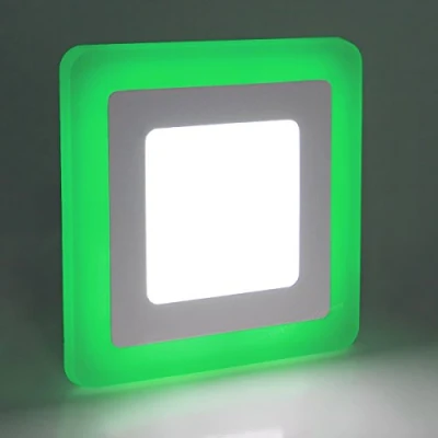 Image of 9w Square LED Ceiling Light Recessed Panel Dual Colour Cool White Green