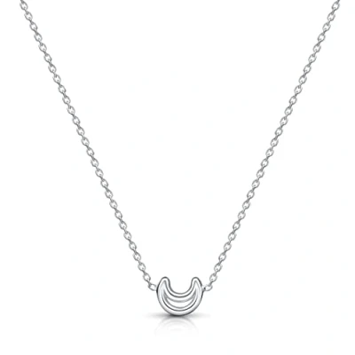 Image of Amberta Women 925 Sterling Silver Celestial Choker: Moon Silhouette Necklace