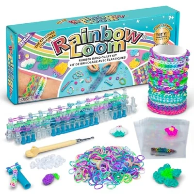 Image of Rainbow Loom Bandai Authentic Original Jewellery Maker Crafts Bracelet with Band Tool Rubber Bands Packets Starter Kit for Boys and Girls Accessories