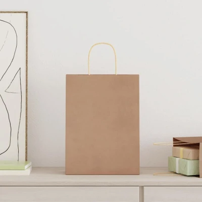 Image of vidaXL Paper Bags 50 pcs with Handles Brown 26x12x35 cm