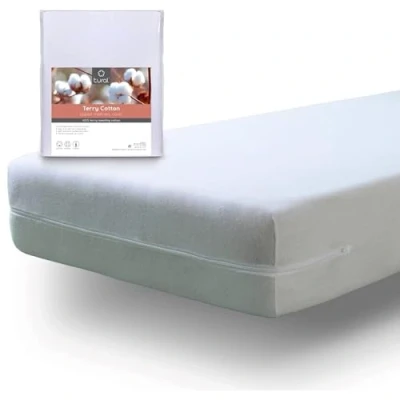 Image of Tural Mattress Encasement (180x190/200 cm) Super King Size 100% Terry Towelling Cotton Elastic Bed Cover White