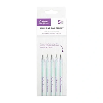 Image of Crafter&#039;s Companion Glue Pen Set Pack of 5 Includes Ball Point Nibs Perfect for Using with Gilding Flakes, Glitter and More