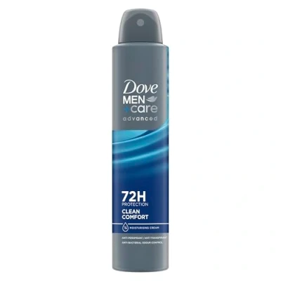 Image of Dove Men+Care Advanced Clean Comfort Antiperspirant deodorant Aerosol spray with Triple Action Technology for 72h sweat &amp; odour protection 200 ml