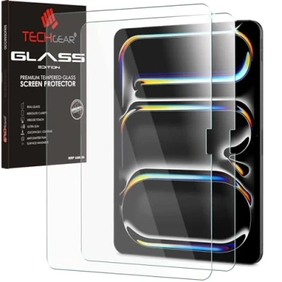 Image of TECHGEAR iPad Pro 11 Inch 2024 (2 Pack) Tempered Glass Screen Protectors [9H Toughness] [HD Clarity] [Scratch Resistant] [No Bubble] Made For Apple 11&quot; (M4) 5th Generation