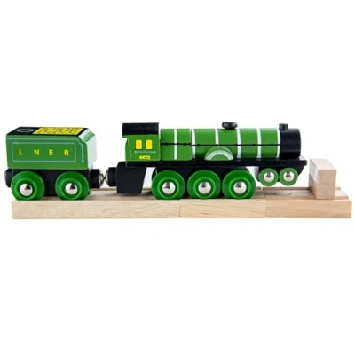 Image of Bigjigs Rail Flying Scotsman Toy Train Compatible with most major Wooden Railway &amp; Set Brands, Replica Trains, Accessories