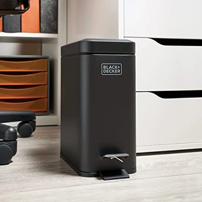 Image of Black + Decker 5L Slimline Soft Close Pedal Bin Matt