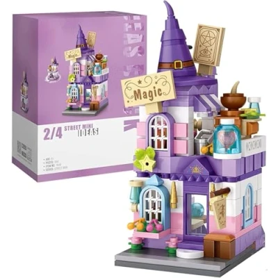 Image of FULHOLPE Street View Magic House Building Blocks, 304Pcs Architecture Model Modular Sets NOT Compatible with Major Brands