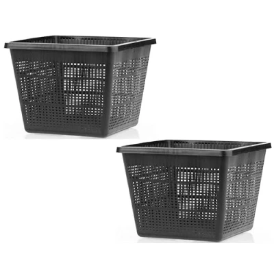 Image of 9&quot; (23cm) High by 6 inches (16cm) Deep Square Aquatic Plastic Mesh Pond Plant Basket x 2 Pieces, H2o Water Garden Planting With Free Hessian Squares 3