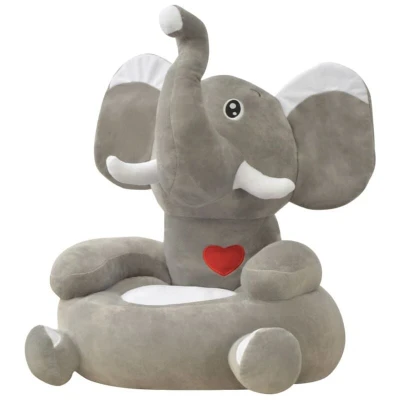 Image of vidaXL Plush Children&#039;s Chair Elephant Grey