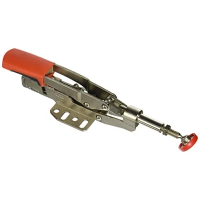 Image of BESSEY STC IHH25 Horizontal Auto Adjust Toggle Nickel Plated Clamp with in Line Clamping Action, Silver